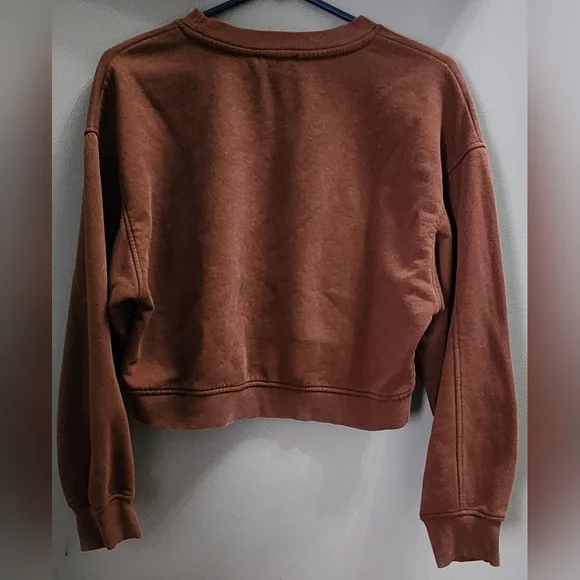 Zara Brown Cropped Sweatshirt Size Medium - Picture 3 of 3
